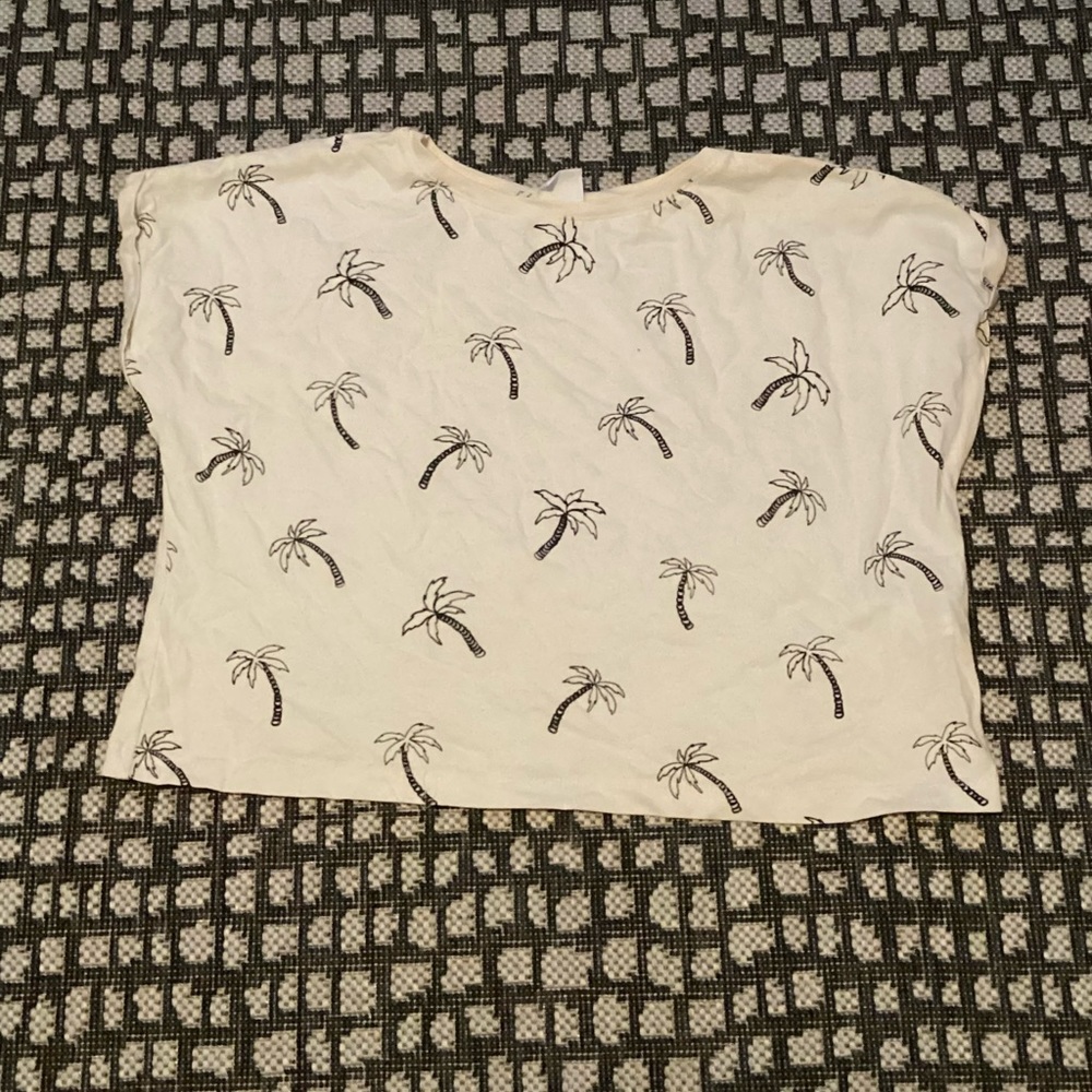 Zara white shirt with palm trees